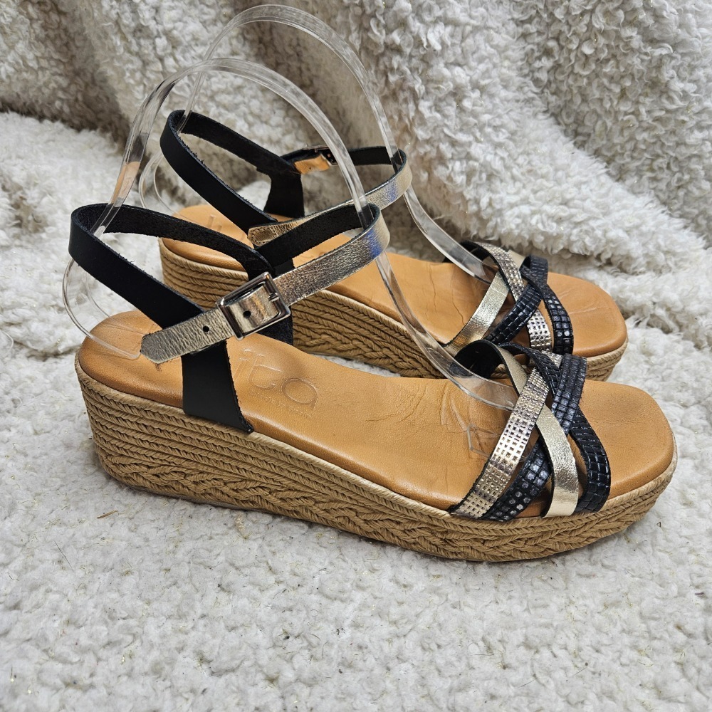 Luna Lunita Low Wedge Sandals Handmade in Spain Sz 41